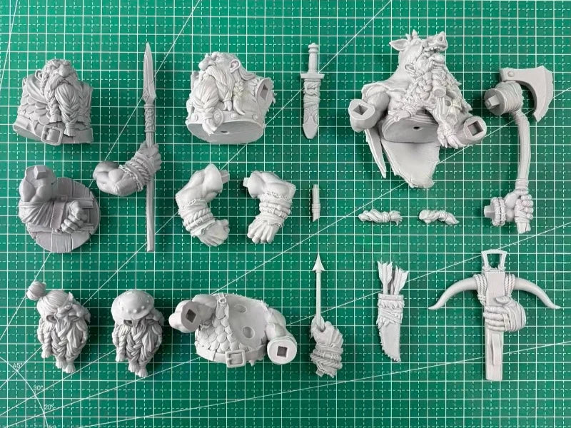 60mm Medieval Fantasy Dwarf Boar Brotherhood Warriors, 4 Figures, Resin Model Figure Kit, Unassembled and Unpainted