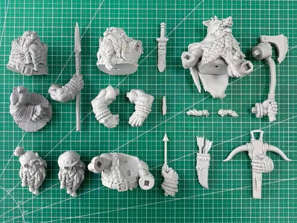 60mm Medieval Fantasy Dwarf Boar Brotherhood Warriors, 4 Figures, Resin Model Figure Kit, Unassembled and Unpainted