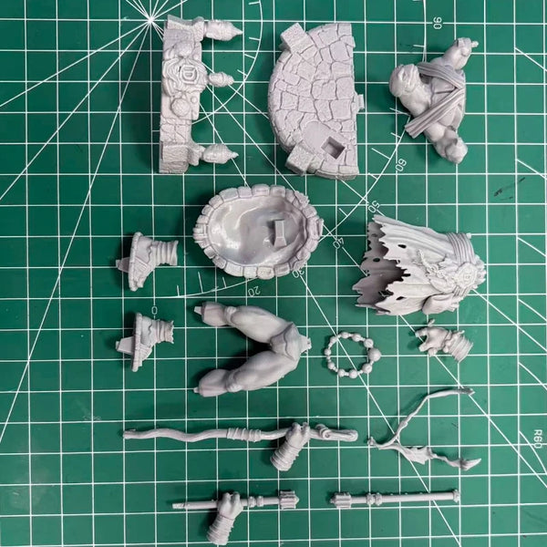 1/24 Medieval Dark Sorceress with Staff and Skull Base, Resin Model Figure Kit, Unassembled and Unpainted