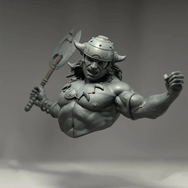 1/10 Horned Warrior, Resin Model Bust Kit, Fantasy Theme, Unassembled and Unpainted
