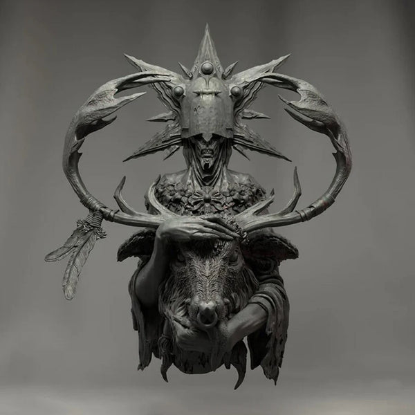 1/10 Demonic Horned Creature, Resin Model Bust Kit, Fantasy Theme, Unassembled and Unpainted