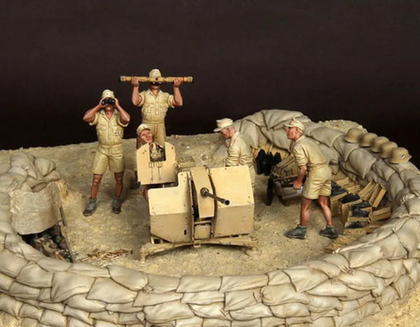 1/35 WWI British Officers and Crew in Trench, 5 Figures, Resin Model Figure Kit, Unassembled and Unpainted