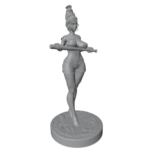 1/24 Female Warrior with Staff, Resin Model Figure Kit, Anime Theme, Unassembled and Unpainted