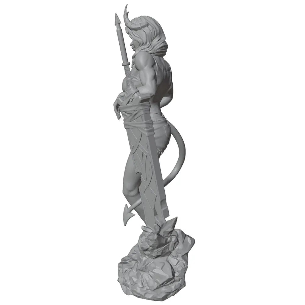 1/24 Demon Warrior with Horns and Great Sword, Resin Model Figure Kit, Fantasy Theme, Unassembled and Unpainted
