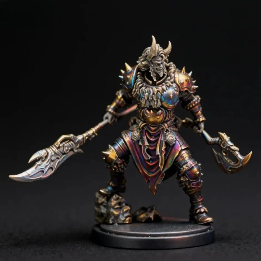 38mm Medieval Armored Orc Dual Axe Warrior, Resin Model Figure Kit, Unassembled and Unpainted