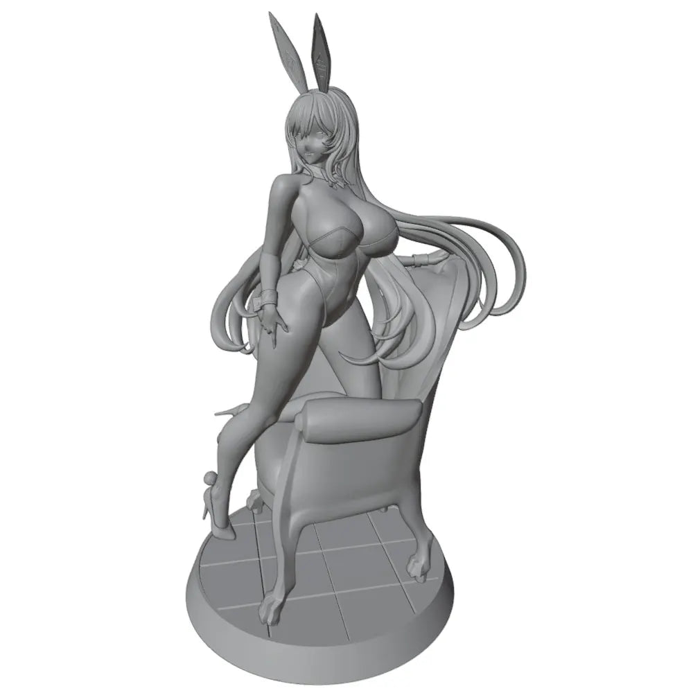 75mm Bunny Girl Reclining on Chair, Resin Model Figure Kit, Anime Theme, Unassembled and Unpainted