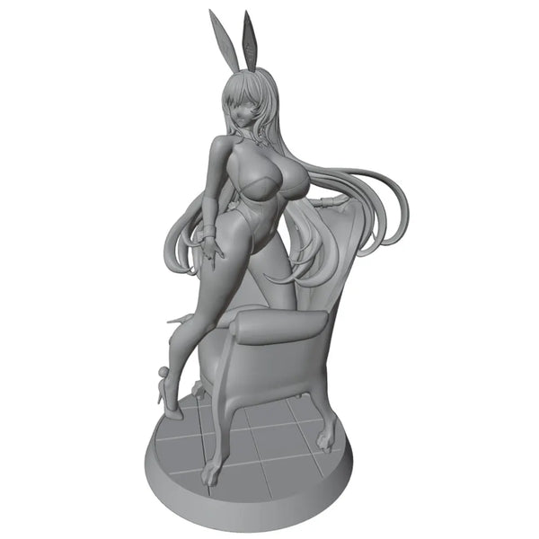 75mm Bunny Girl Reclining on Chair, Resin Model Figure Kit, Anime Theme, Unassembled and Unpainted