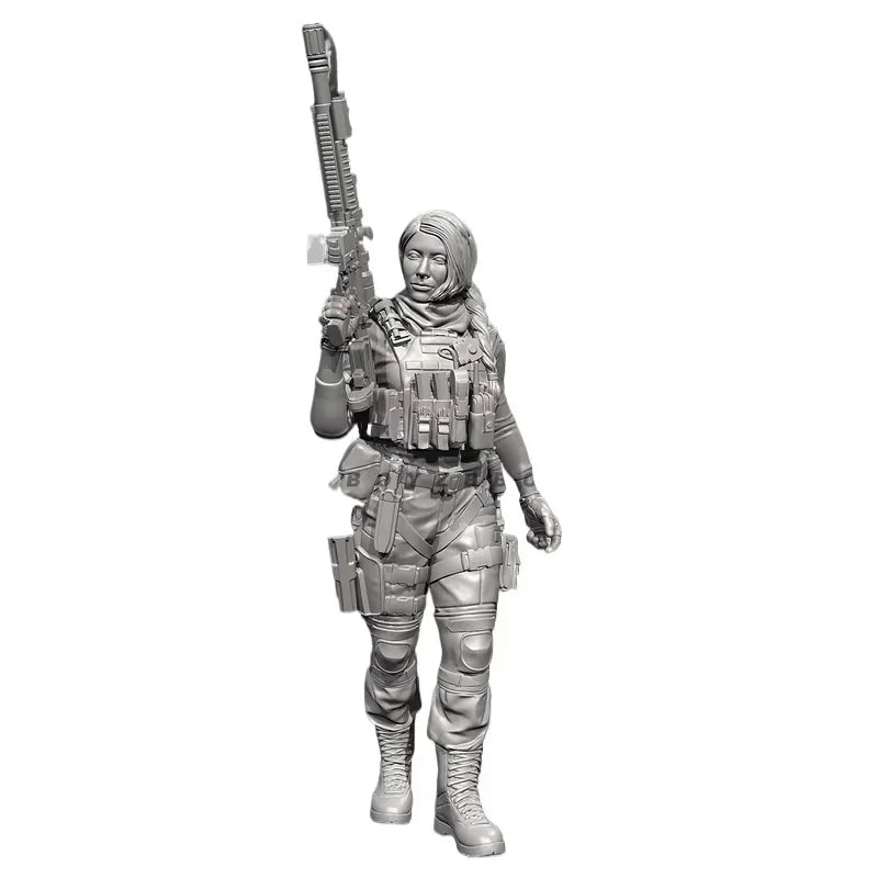 50mm Modern Female Tactical Soldier, Resin Model Figure Kit, Unassembled and Unpainted