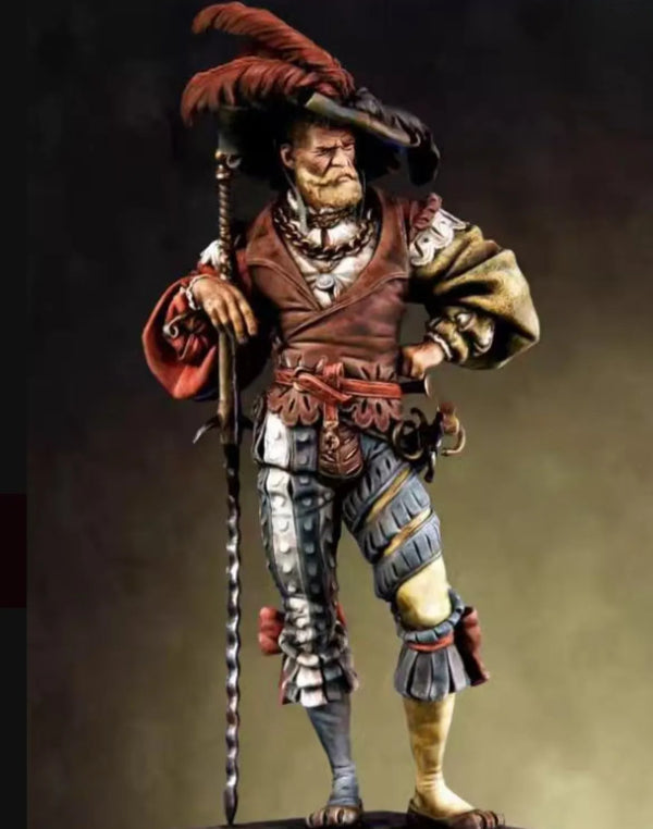90mm Pirate Warrior, Resin Model Figure Kit, Fantasy Theme, Unassembled and Unpainted