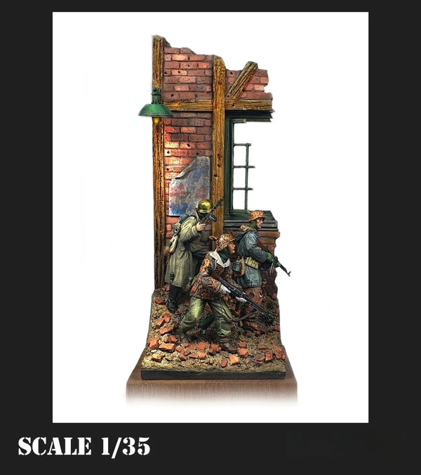 1/35 WWII Military Fortification, 5 Figures, Resin Model Figure Kit, Unassembled and Unpainted
