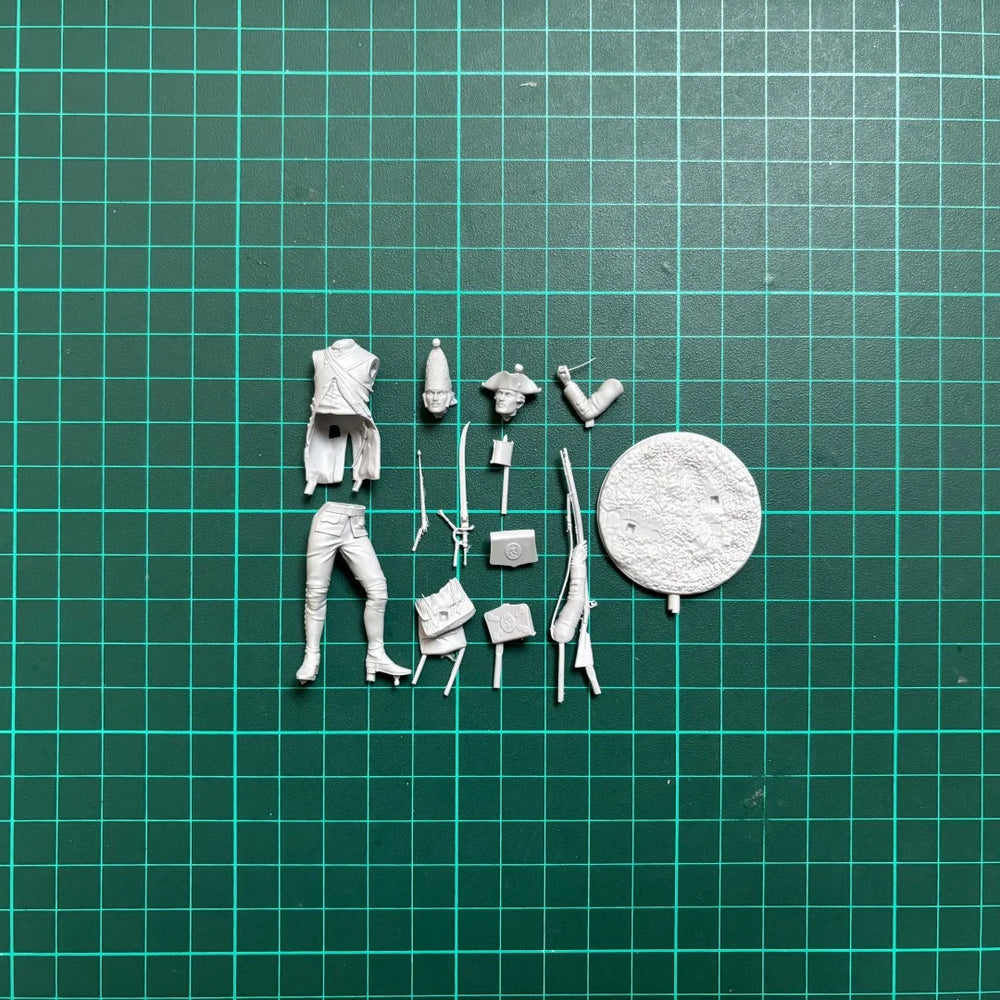 54mm Napoleonic Prussian Infantry, 3 Figures, Resin Model Figure Kit, Unassembled and Unpainted