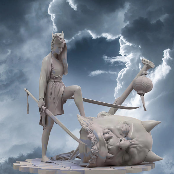 1/24 Female Asura Demon Warrior, Resin Model Figure Kit, Fantasy Theme, Unassembled and Unpainted