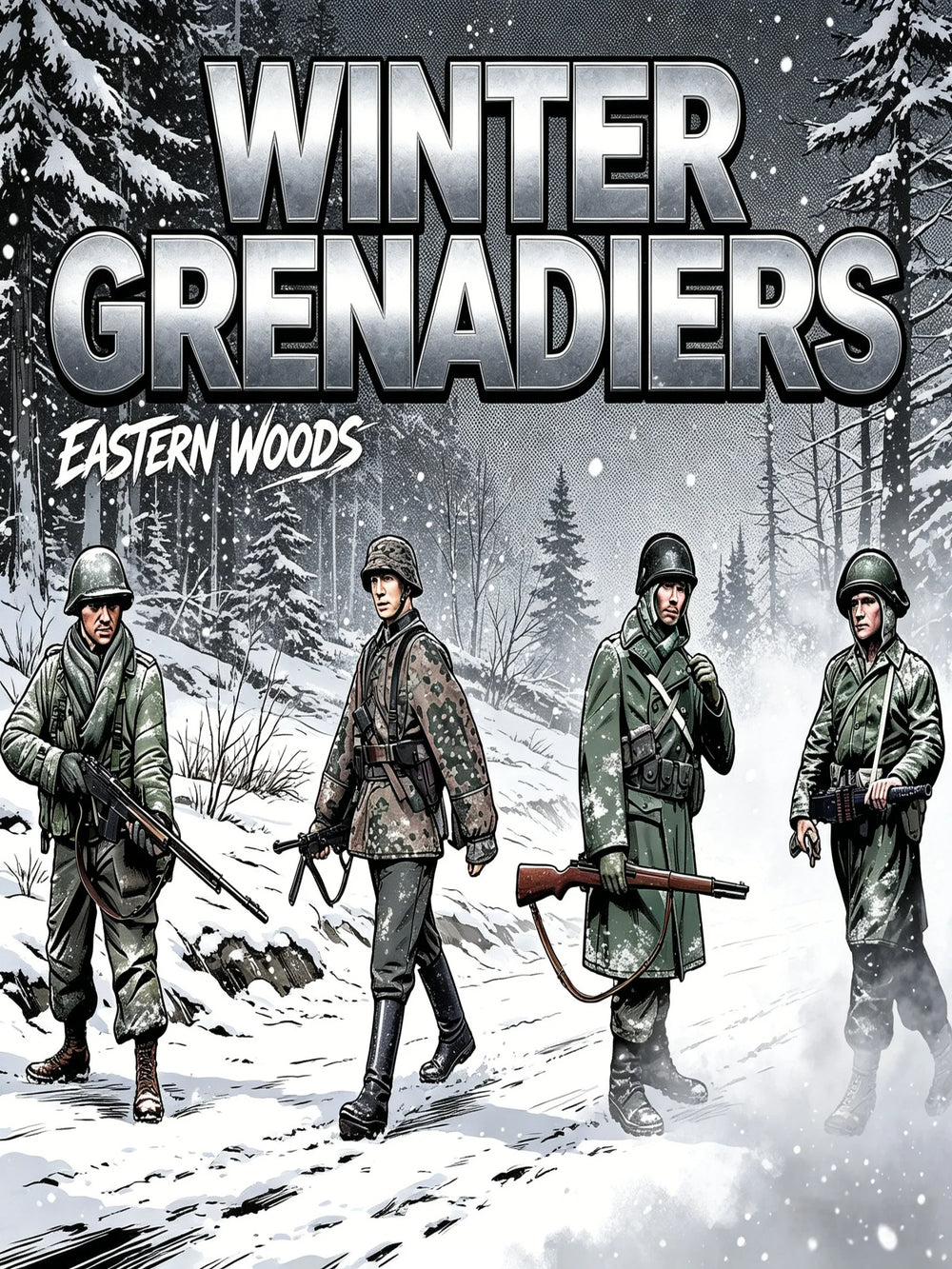 1/16 WWII German Winter Infantry, 7 Figures, Resin Model Figure Kit, Unassembled and Unpainted
