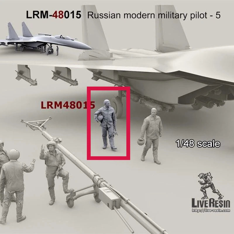 1/48 Modern Russian Military Pilots, 5 Figures, Resin Model Figure Kit, Unassembled and Unpainted
