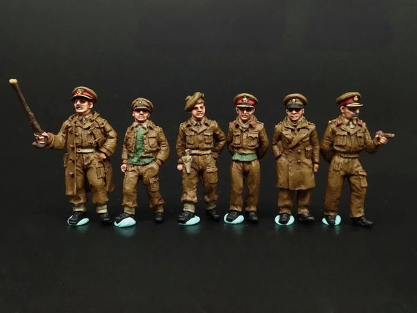 1/72 WWII British Officers, 6 Figures, Resin Model Figure Kit, Unassembled and Unpainted