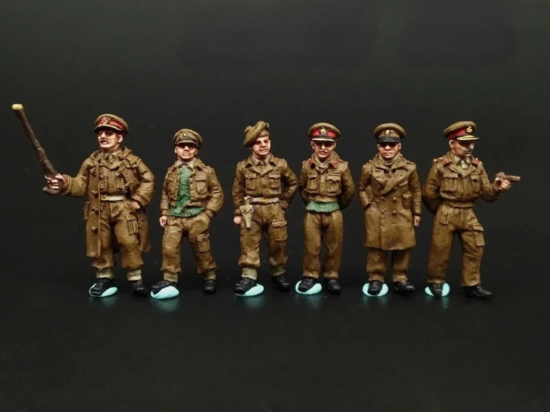 1/72 WWII British Officers, 6 Figures, Resin Model Figure Kit, Unassembled and Unpainted
