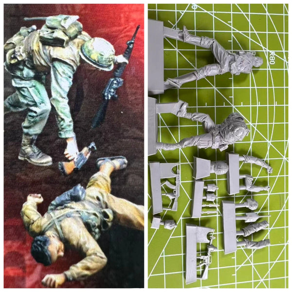 1/35 Modern US Marines Prone Combat Fire, 2 Figures, Resin Model Figure Kit, Unassembled and Unpainted
