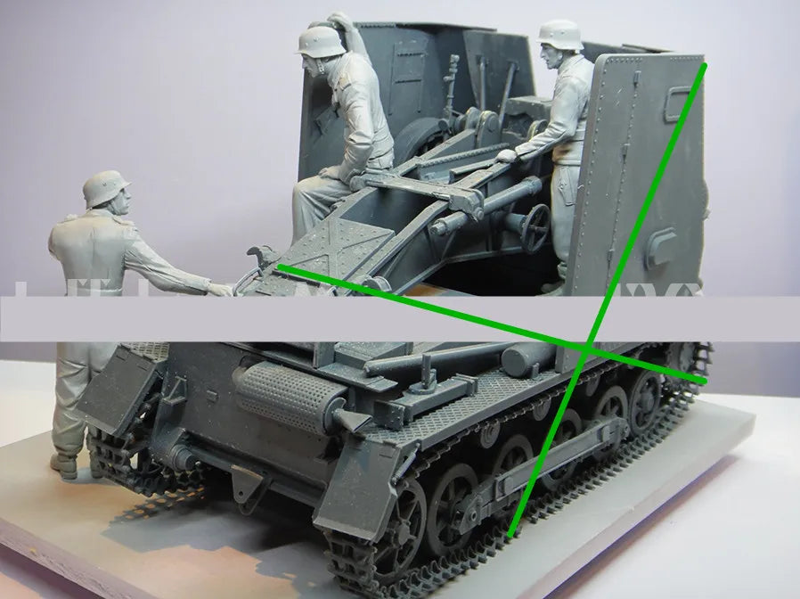 1/16 WWII German Anti-Aircraft Gun Crew on Half-Track, 3 Figures, Resin Model Figure Kit, Unassembled and Unpainted