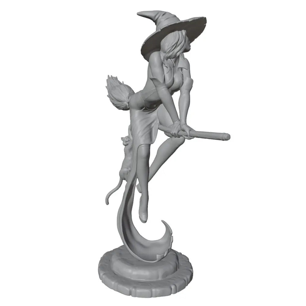 1/24 Demon Sorceress on Flying Broomstick, Resin Model Figure Kit, Anime Theme, Unassembled and Unpainted