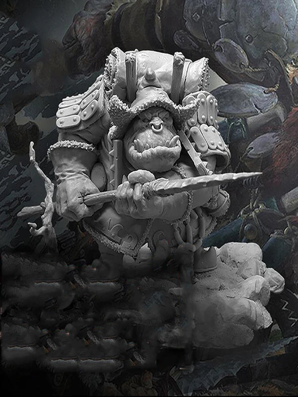 1/24 Medieval Orc Warrior in Ornate Scaled Armor, Resin Model Figure Kit, Unassembled and Unpainted