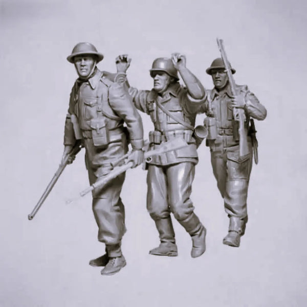 1/35 WWI British Infantry Advancing with Rifles, 3 Figures, Resin Model Figure Kit, Unassembled and Unpainted