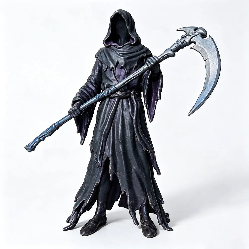 1/24 Skeletal Reaper in Tattered Robes with Curved Scythe, Resin Model Figure Kit, Fantasy Theme, Unassembled and Unpainted
