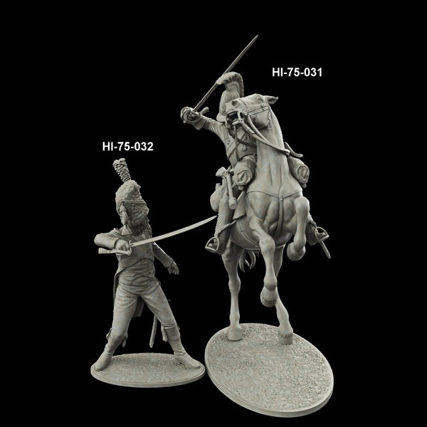 75mm Napoleonic Russian Cuirassier Cavalry, 2 Figures, Resin Model Figure Kit, Unassembled and Unpainted