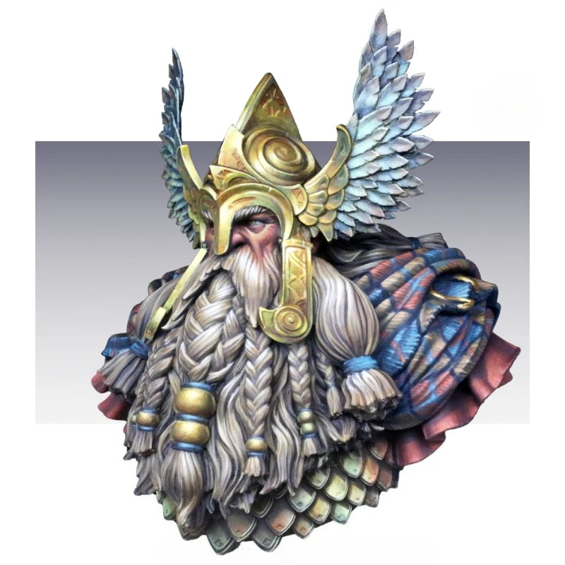 1/12 Dwarf Warlord with Winged Horns, Resin Model Bust Kit, Fantasy Theme, Unassembled and Unpainted