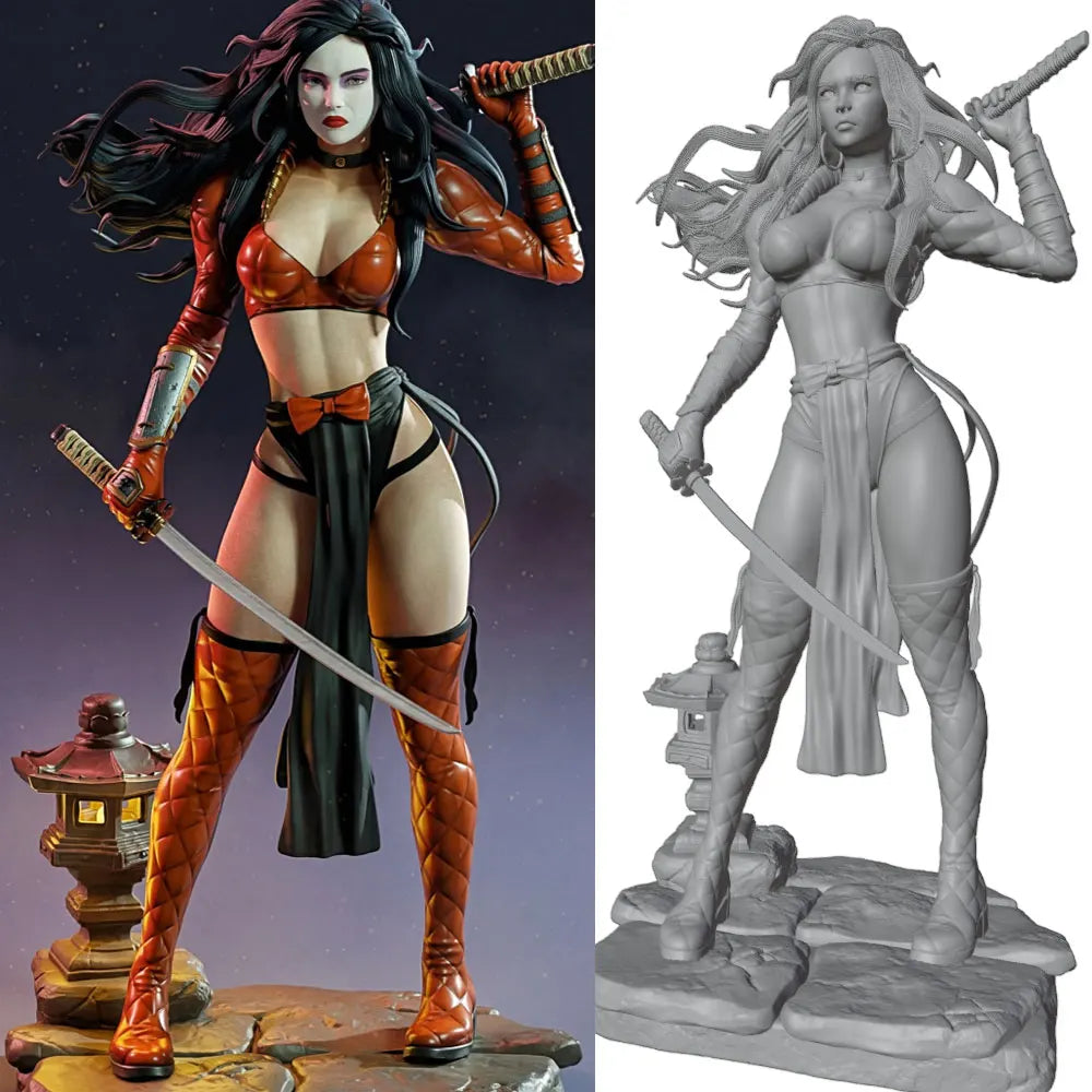 100mm Oriental Fantasy Warrior, Resin Model Figure Kit, Fantasy Theme, Unassembled and Unpainted
