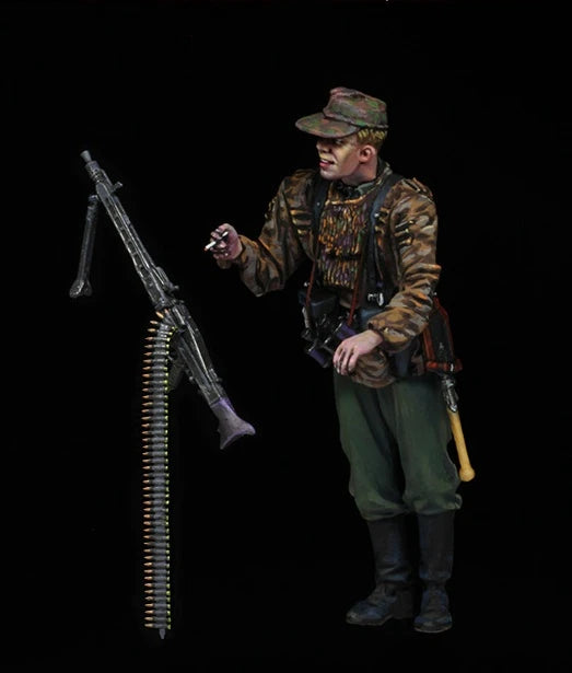 1/35 WWII German Machine Gunner Camo Smock, 2 Figures, Resin Model Figure Kit, Unassembled and Unpainted