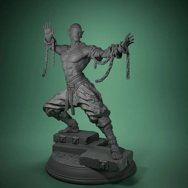 40mm Blind Monk Warrior, Resin Model Figure Kit, Fantasy Theme, Unassembled and Unpainted