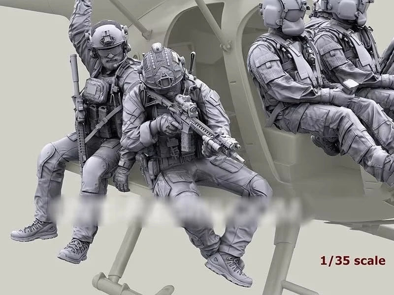 1/35 Modern Soldiers Helicopter Insertion, 9 Figures, Resin Model Figure Kit, Unassembled and Unpainted