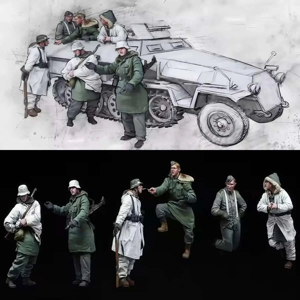 1/35 WWII Allied Combat Squad, 6 Figures, Resin Model Figure Kit, Unassembled and Unpainted
