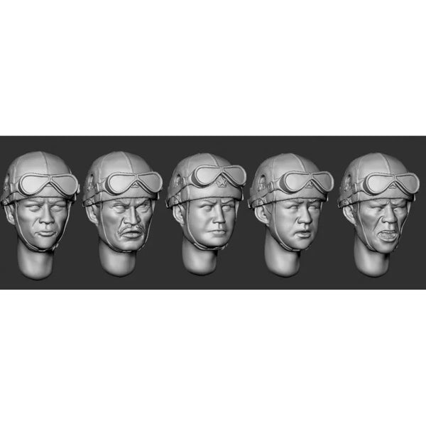 1/35 WWII Tank Soldier Heads, 5 Figures, Resin Model Figure Kit, Unassembled and Unpainted