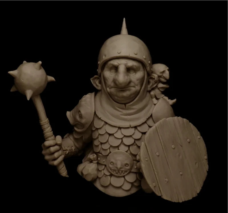 1/10 Medieval Viking Warrior with Spiked Helm and Axe, Resin Model Bust Kit, Unassembled and Unpainted