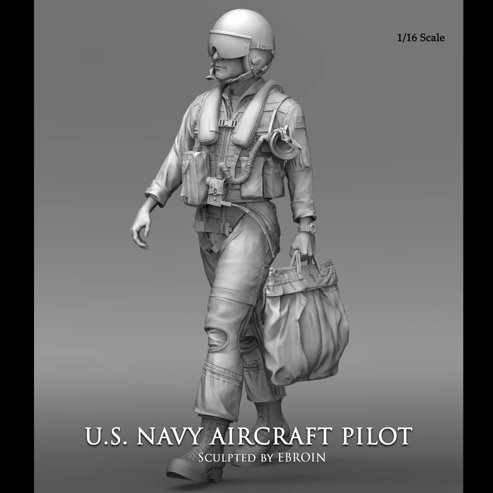 1/16 WWII US Navy Aircraft Pilot (2 Heads), Resin Model Figure Kit, Unassembled and Unpainted
