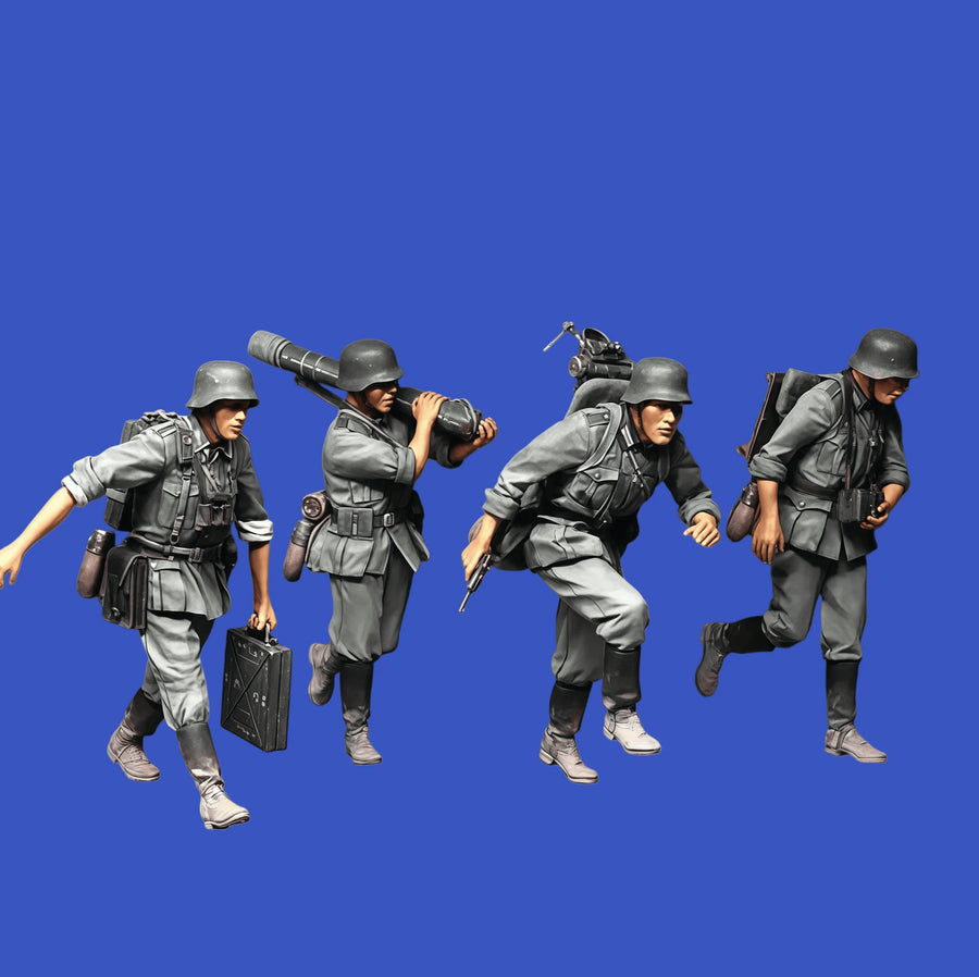 WWII German Wehrmacht 4-Figure Combat Set 1/35 Resin Kit - resin model view 2