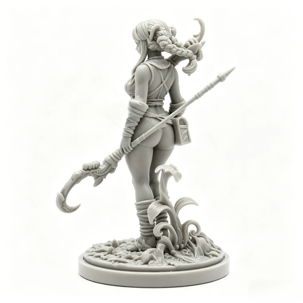 38mm Female Demon Warrior, Resin Model Figure Kit, Fantasy Theme, Unassembled and Unpainted