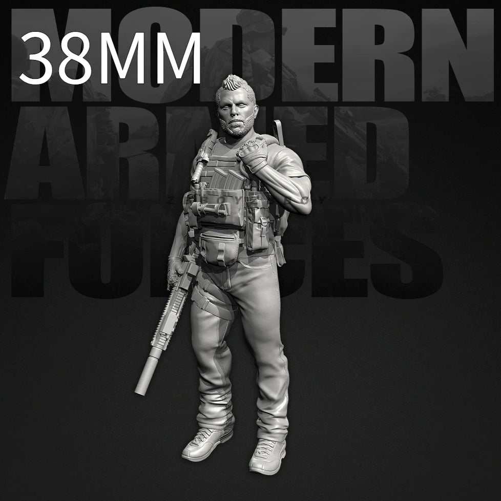 50mm Modern Commando with Combat Rifle, Resin Model Figure Kit, Unassembled and Unpainted