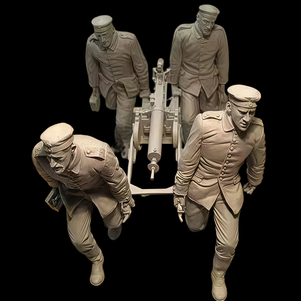 1/16 WWII German Field Artillery Gun Crew, 8 Figures, Resin Model Figure Kit, Unassembled and Unpainted