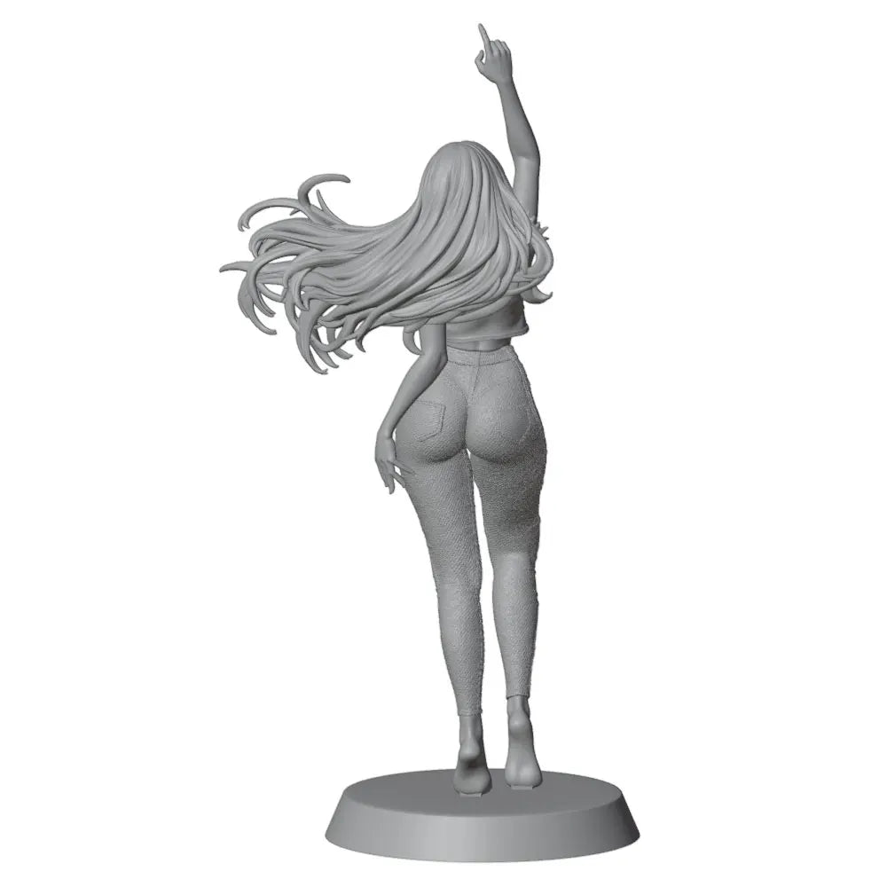 75mm Woman in Crop Top Raising Fist, Resin Model Figure Kit, Unassembled and Unpainted