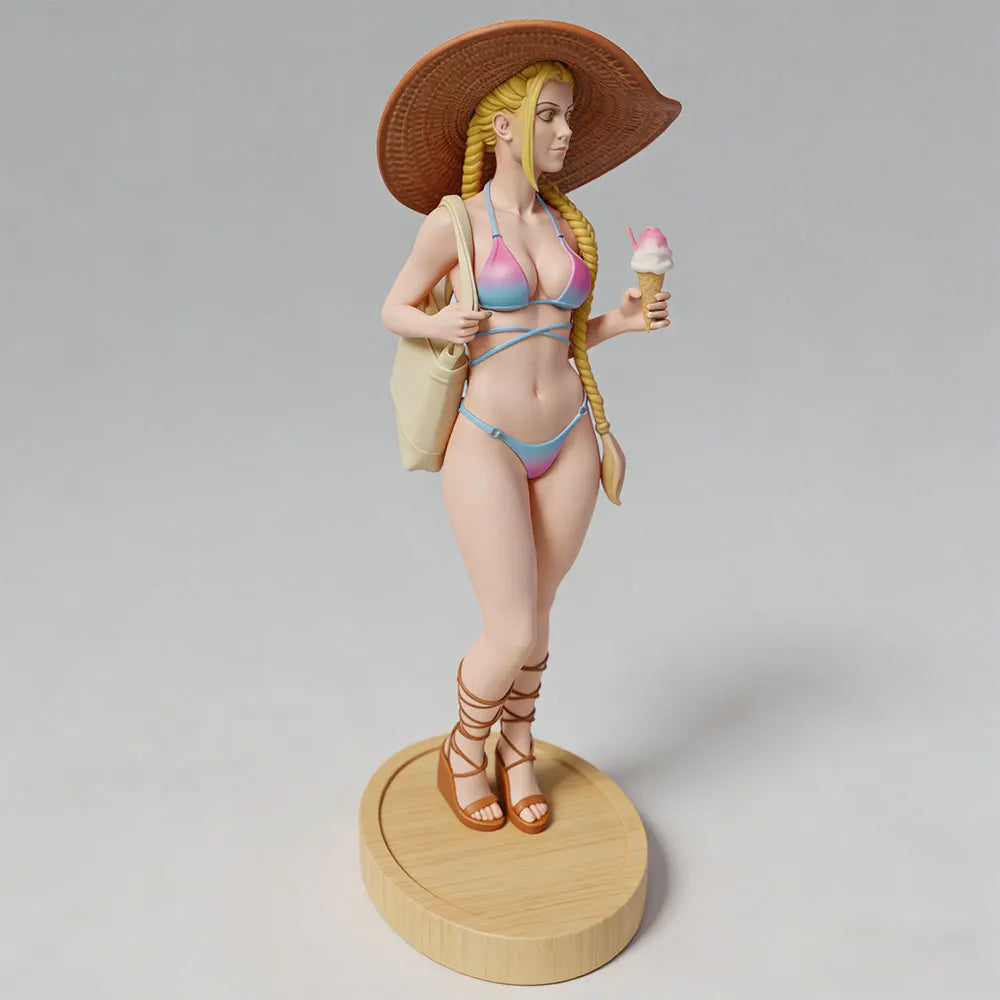 1/24 Beach Pin-up with Tropical Drink and Hat, Resin Model Figure Kit, Unassembled and Unpainted