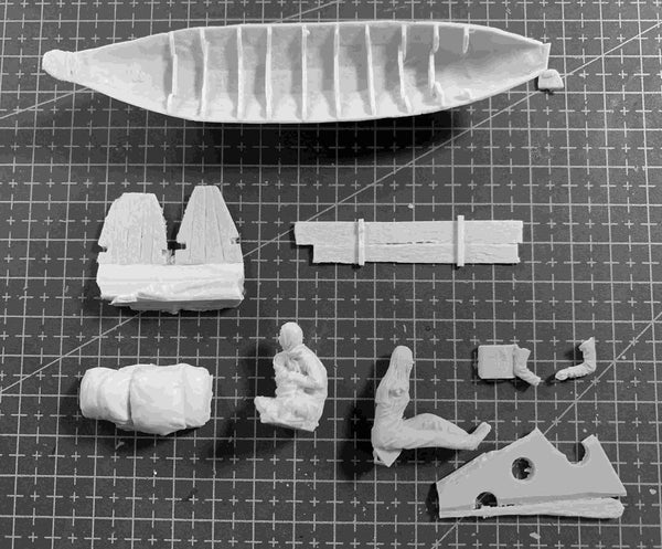 1/35 Vietnamese Fishing Boat, 4 Figures, Resin Model Ship Kit, Historical Theme, Unassembled and Unpainted