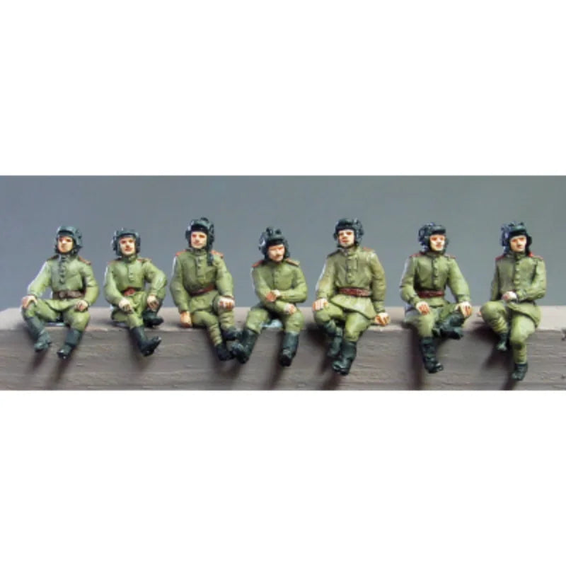 1/72 WWII German Tank Crew Seated, 6 Figures, Resin Model Figure Kit, Unassembled and Unpainted