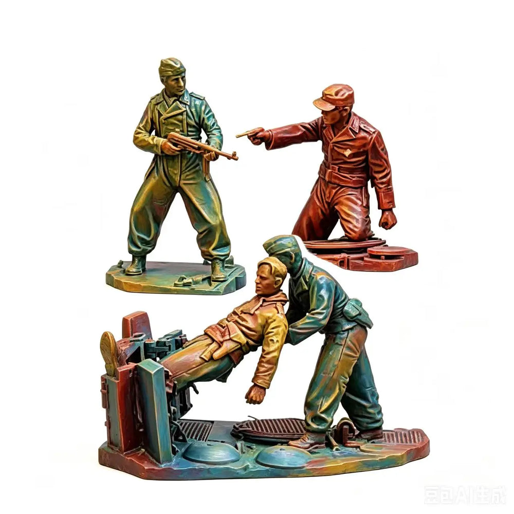 1/35 WWII German MG42 Machine Gun Crew in Combat, 4 Figures, Resin Model Figure Kit, Unassembled and Unpainted