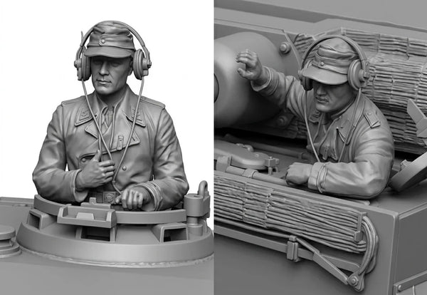 1/35 WWII German Tank Radio Operator in Headset, 2 Figures, Resin Model Figure Kit, Unassembled and Unpainted