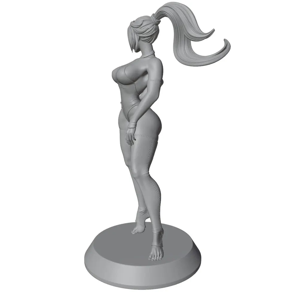 75mm Confident Woman with Long Flowing Hair, Resin Model Figure Kit, Unassembled and Unpainted