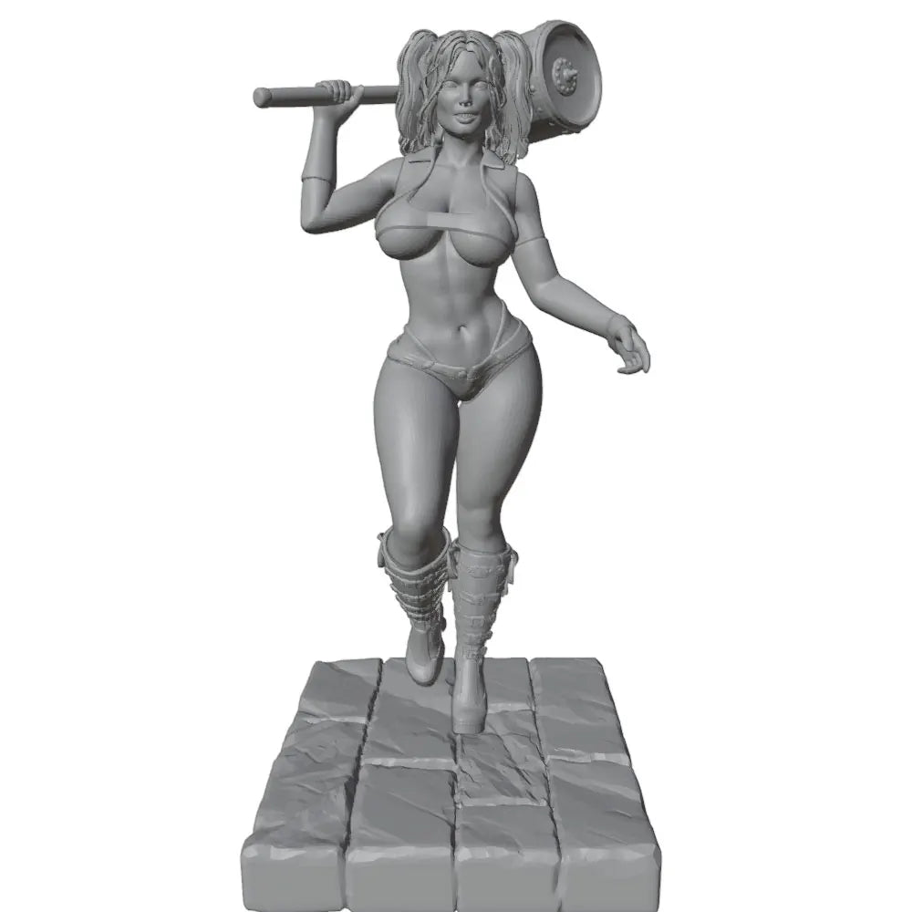 1/24 Blonde Pin-up Warrior with Axe, Resin Model Figure Kit, Unassembled and Unpainted