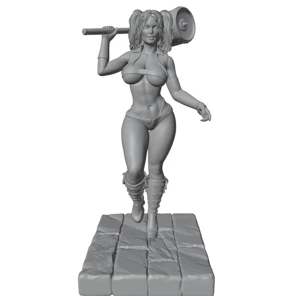 1/24 Blonde Pin-up Warrior with Axe, Resin Model Figure Kit, Unassembled and Unpainted