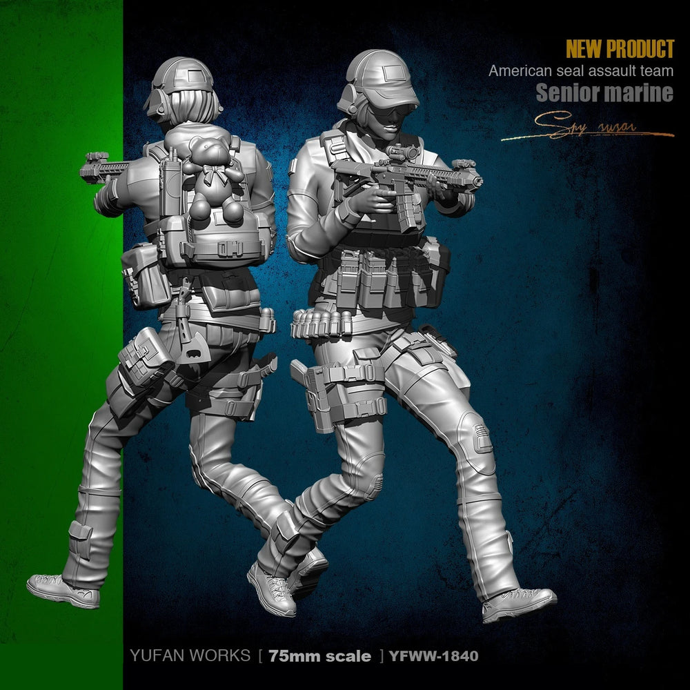 75mm Modern Navy SEAL Team, 2 Figures, Resin Model Figure Kit, Unassembled and Unpainted